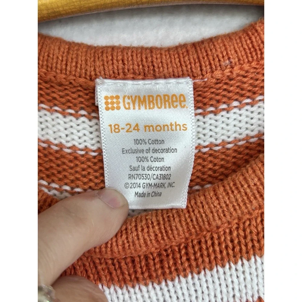 Gymboree 2014 Halloween Orange Striped Pumpkin Patch Fall Sweater Dress 18-24m
